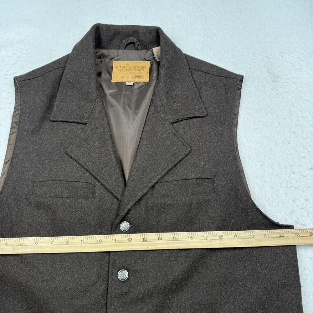 Powder River Outfitters Panhandle Vest Mens XL Brown Wool Western Lined Cowboy